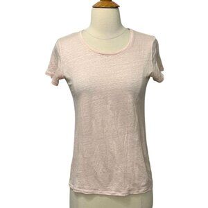 Majestic Filatures for Neiman Marcus Linen Top Short Sleeve Peachy Pink Size 2/S